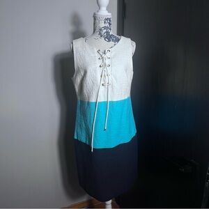 Trina Turk Miss Brady Colorblock Lace-Up Shift Dress - Size 10 NWT